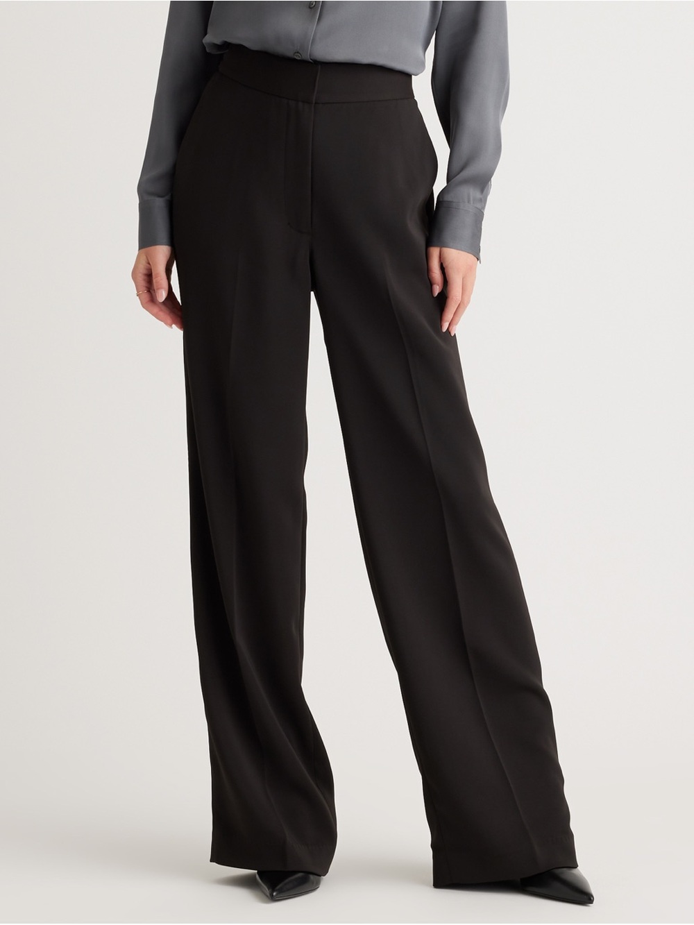 NWT Quince Black Stretch Crepe Classic Trouser Pants